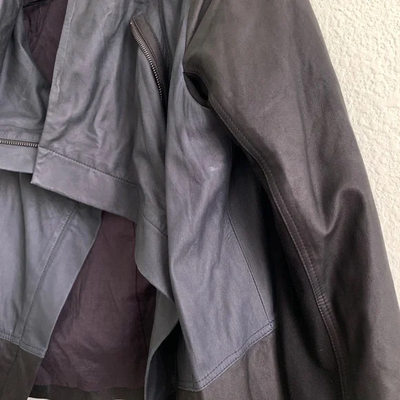 VINCE scuba asymmetrical zip up 100% leather jacket Medium moto biker